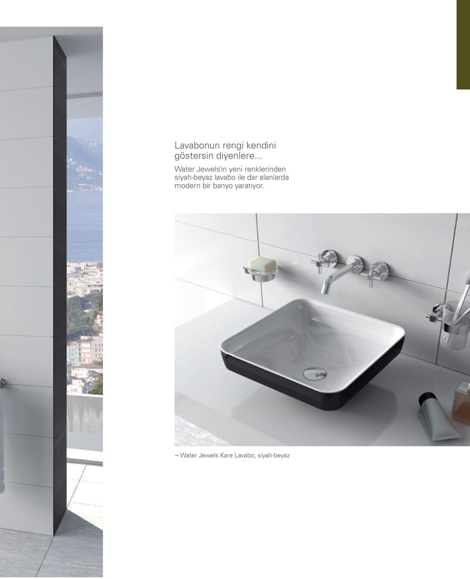 siyah-beyaz lavabo ile dar alanlarda modern