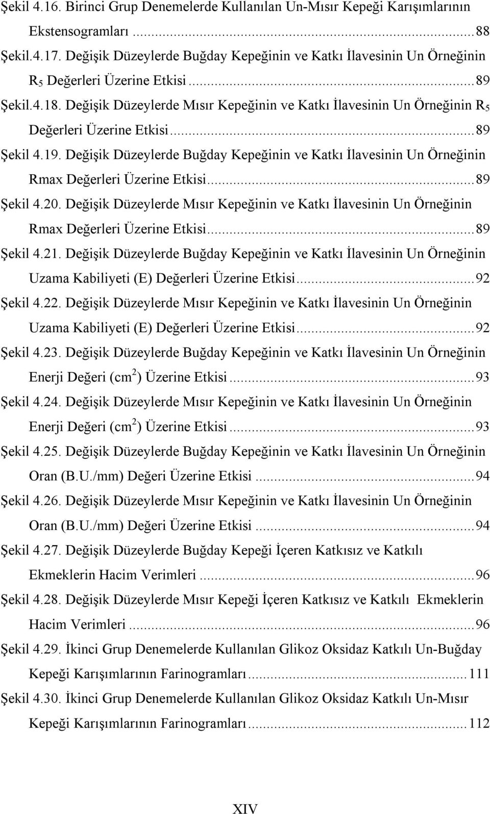 Değişik Düzeylerde Mısır Kepeğinin ve Katkı İlavesinin Un Örneğinin R 5 Değerleri Üzerine Etkisi...89 Şekil 4.19.