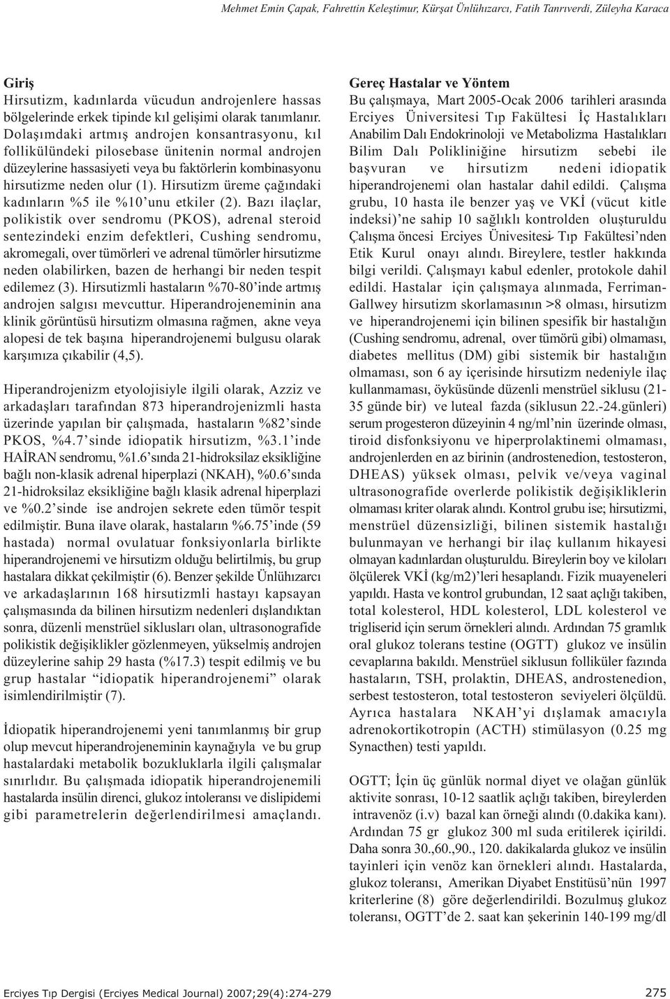 Ýdiopatik Hiperandrojenemili Hastalarda Metabolik Parametrelerin  Deðerlendirilmesi - PDF Free Download