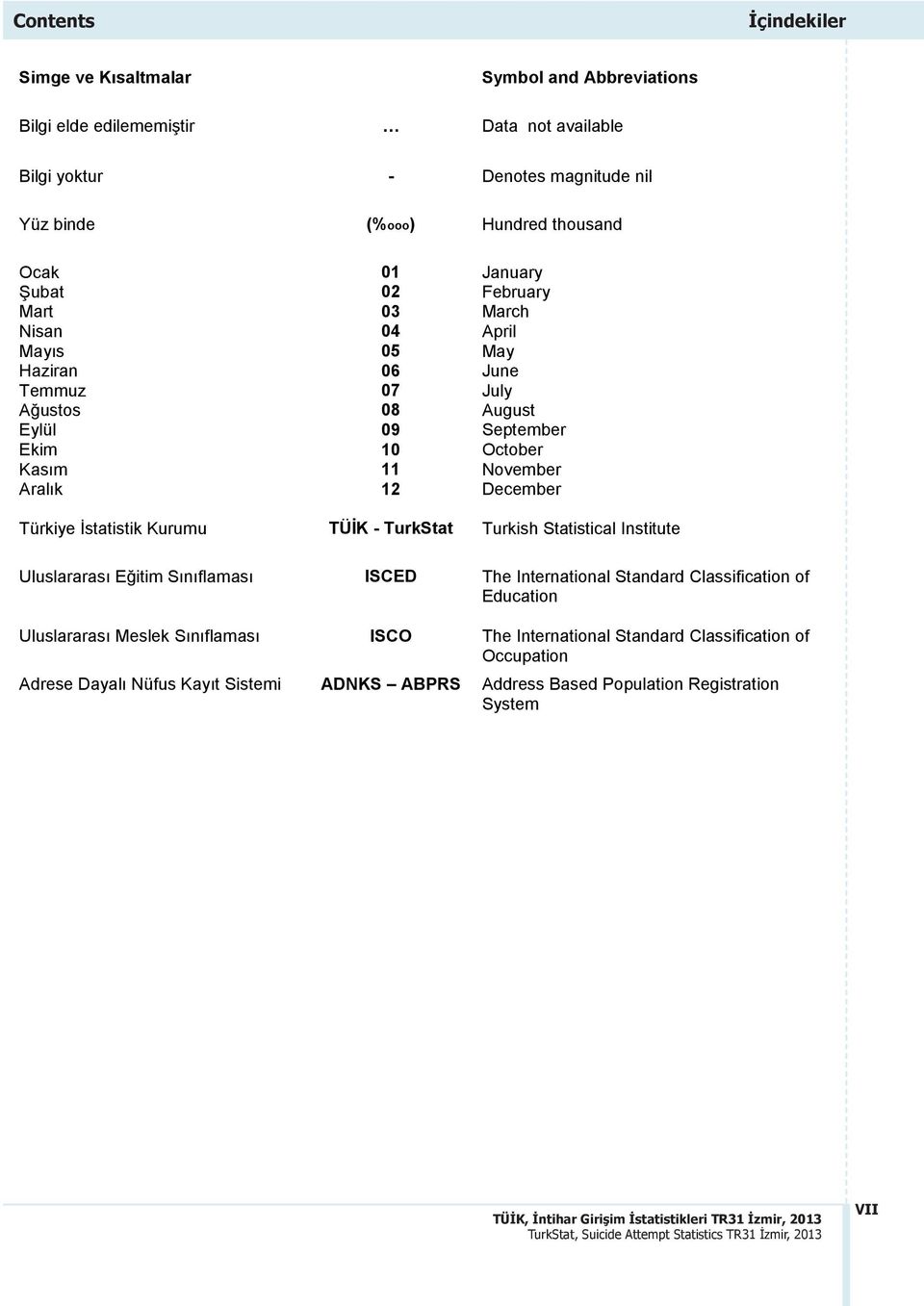 October November December Türkiye statistik Kurumu TÜ K - TurkStat Turkish Statistical Institute Uluslararas E itim S n flamas ISCED The International Standard Classification of