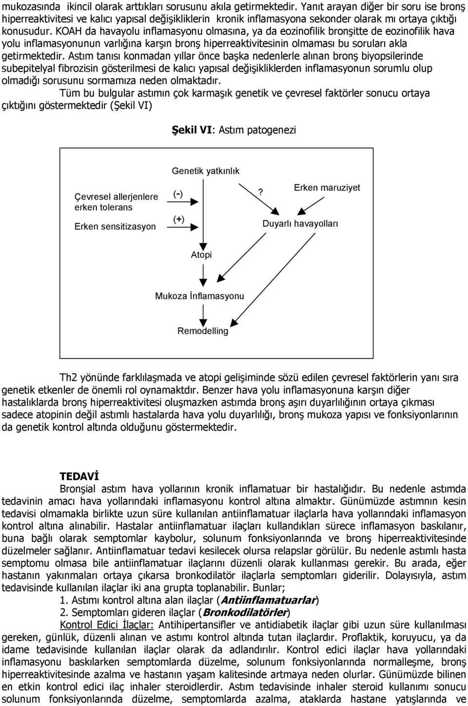 KOAH da havayolu inflamasyonu olmasına, ya da eozinofilik bronşitte de eozinofilik hava yolu inflamasyonunun varlığına karşın bronş hiperreaktivitesinin olmaması bu soruları akla getirmektedir.