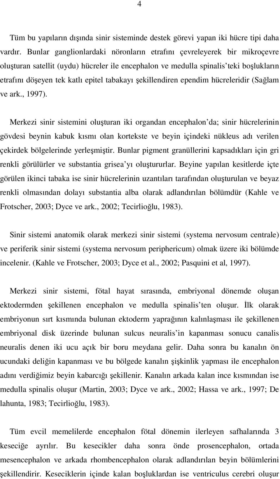 tabakayı şekillendiren ependim hücreleridir (Sağlam ve ark., 1997).