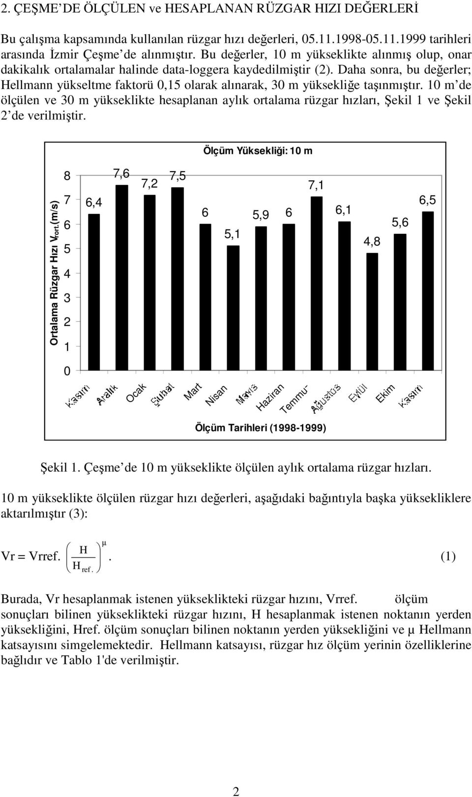 Daha sonra, bu değerler; Hellmann yükseltme faktorü 0,15 olarak alınarak, 30 m yüksekliğe taşınmıştır.