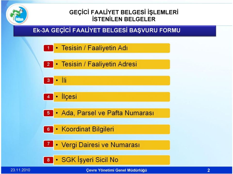 FAALİYET BELGESİ BAŞVURU FORMU 23.