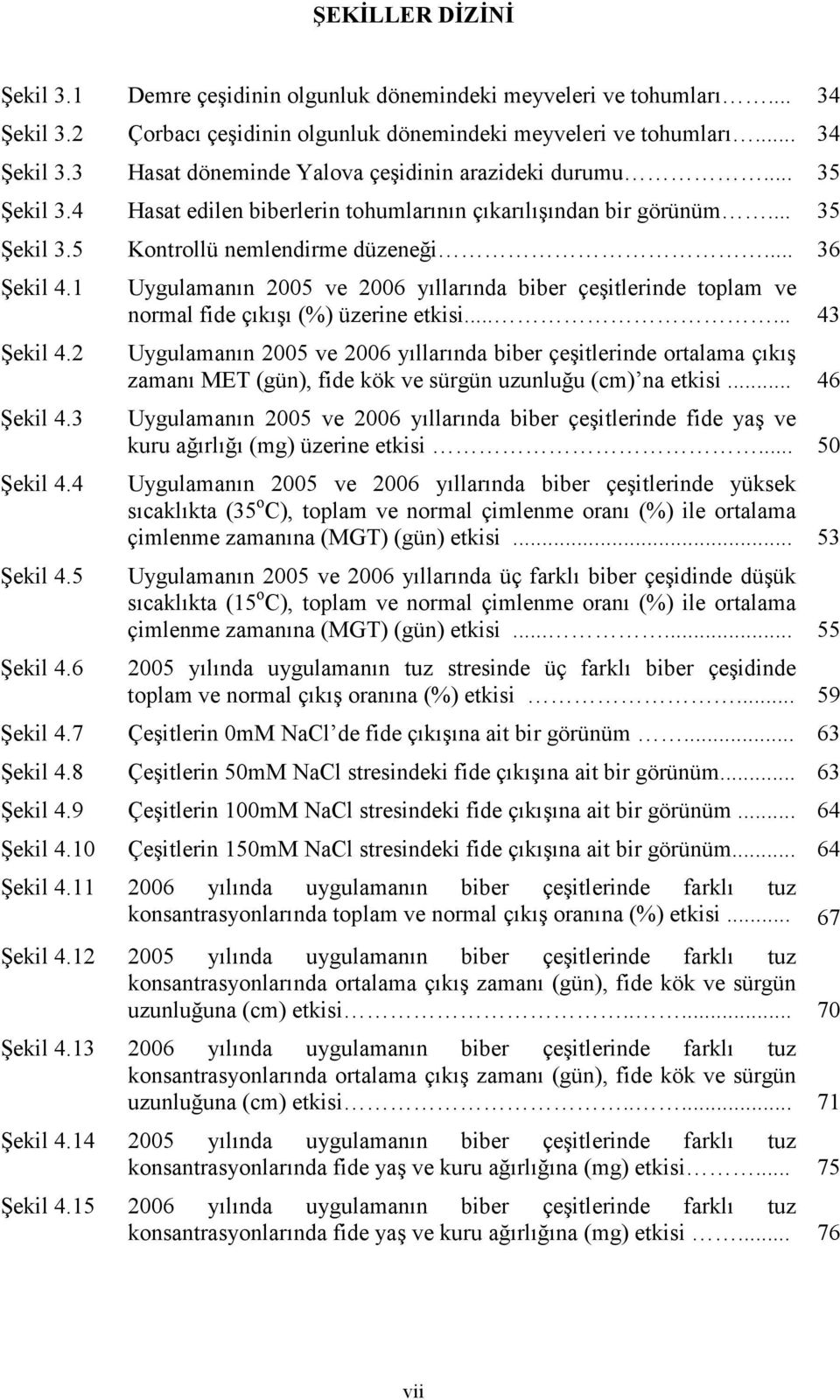 6 Uygulamanın 2005 ve 2006 yıllarında biber çeşitlerinde toplam ve normal fide çıkışı (%) üzerine etkisi.