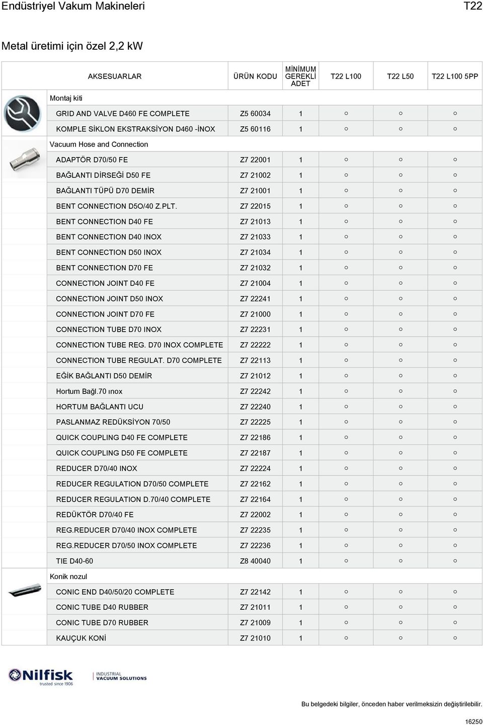 Z7 22015 1 BENT CONNECTION D40 FE Z7 21013 1 BENT CONNECTION D40 INOX Z7 21033 1 BENT CONNECTION D50 INOX Z7 21034 1 BENT CONNECTION D70 FE Z7 21032 1 CONNECTION JOINT D40 FE Z7 21004 1 CONNECTION