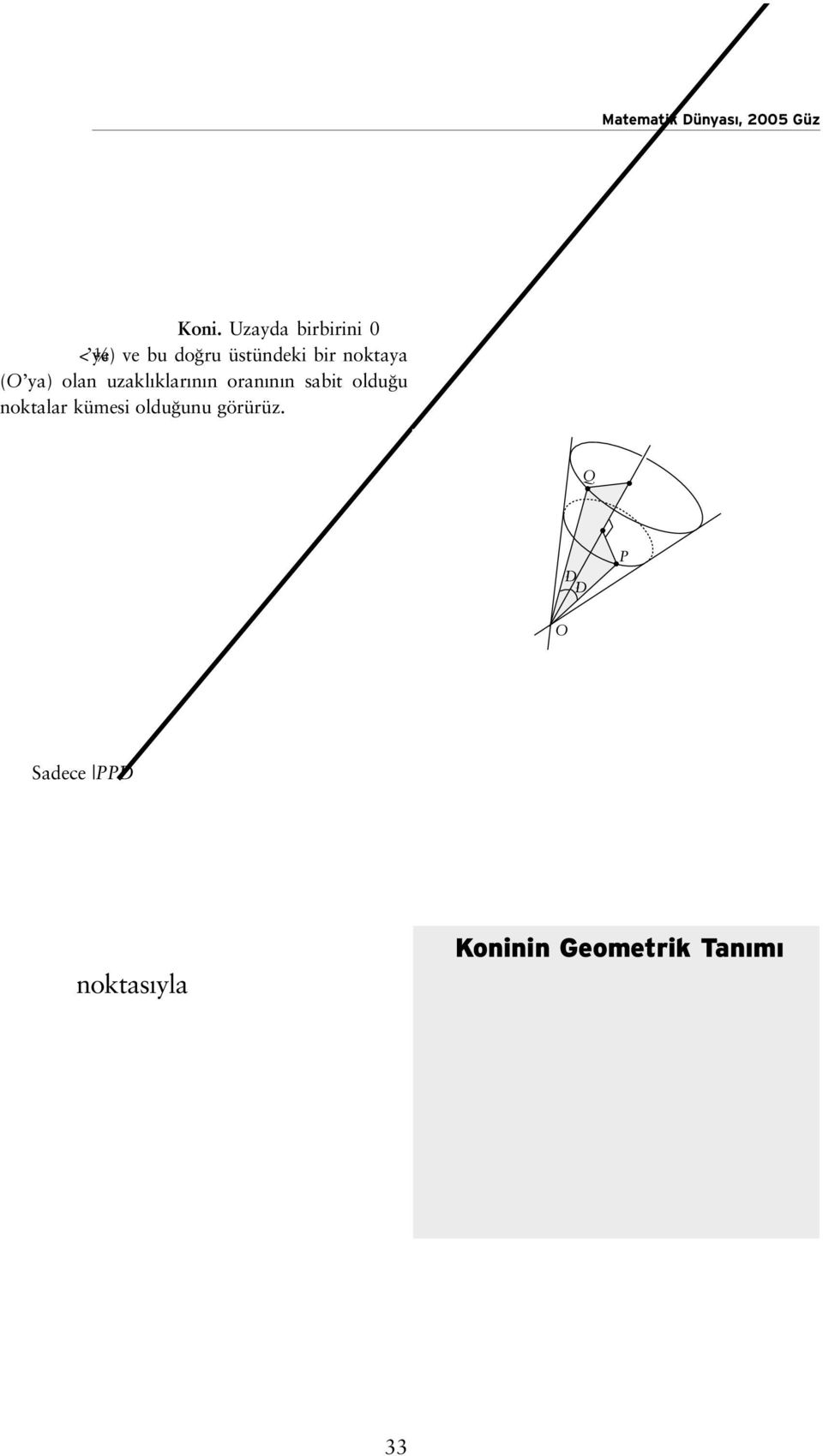 Böylece elde edilen yüzeye dik koni ya da döndürü konisi ad verilir, kolayl k olsun diye biz sadece koni diyece iz. oninin Düzlemlerle esiflimi Selçuk Demir* / sdemir@bilgi.edu.