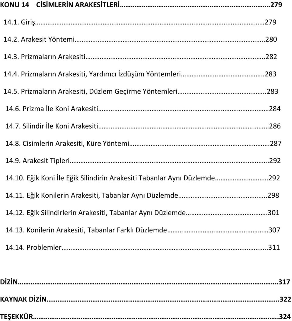 287 14.9. Arakesit Tipleri.292 14.10. Eğik Koni İle Eğik Silindirin Arakesiti Tabanlar Aynı Düzlemde 292 14.11. Eğik Konilerin Arakesiti, Tabanlar Aynı Düzlemde..298 14.12.