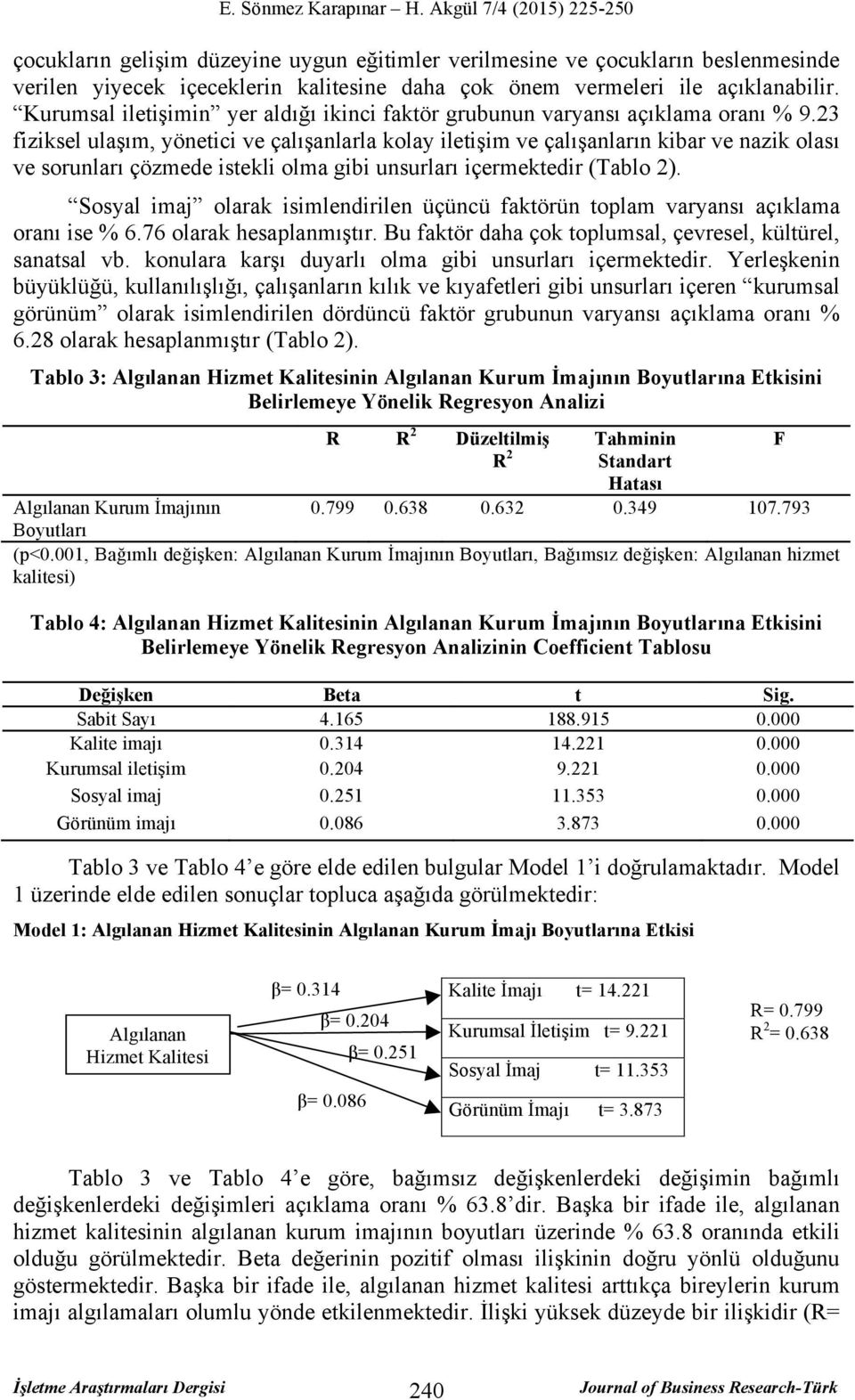 23 fiziksel ulaşım, yönetici ve çalışanlarla kolay iletişim ve çalışanların kibar ve nazik olası ve sorunları çözmede istekli olma gibi unsurları içermektedir (Tablo 2).