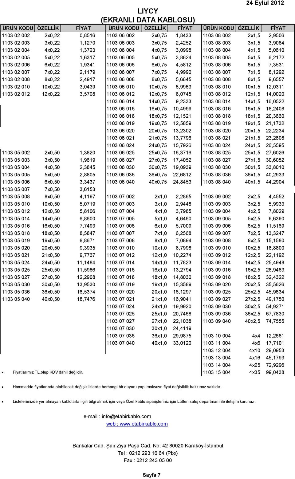 4,5812 1103 08 006 6x1,5 7,3531 1103 02 007 7x0,22 2,1179 1103 06 007 7x0,75 4,9990 1103 08 007 7x1,5 8,1292 1103 02 008 8x0,22 2,4917 1103 06 008 8x0,75 5,6645 1103 08 008 8x1,5 9,6557 1103 02 010