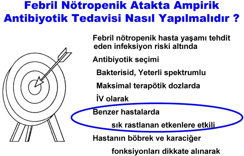 seçimi Bakterisid, Yeterli spektrumlu Maksimal terapötik dozlarda İV olarak Benzer