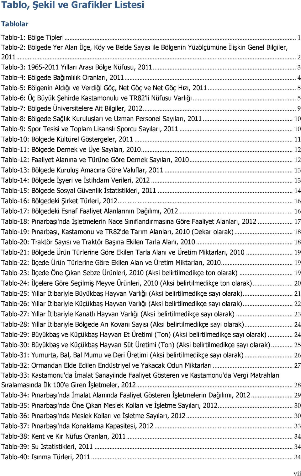 .. 5 Tablo-6: Üç Büyük Şehirde Kastamonulu ve TR82 li Nüfusu Varlığı... 5 Tablo-7: Bölgede Üniversitelere Ait Bilgiler, 2012... 9 Tablo-8: Bölgede Sağlık Kuruluşları ve Uzman Personel Sayıları, 2011.