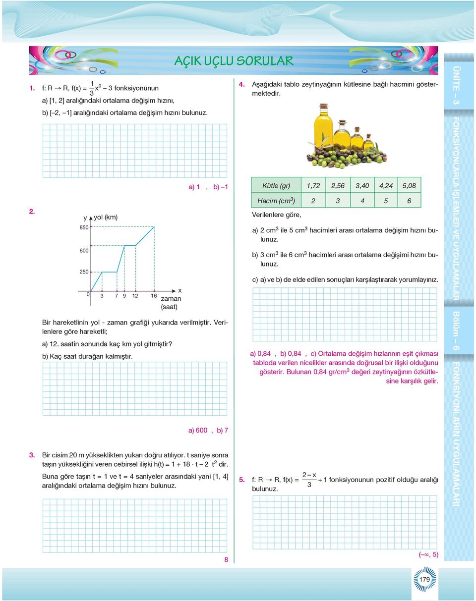 b) Kaç saat durağan kalmıştır. a) 6, b) 7. Bir cisim m ükseklikten ukarı doğru atılıor. t sanie sonra taşın üksekliğini veren cebirsel ilişki h(t) = + 8 t t dir.