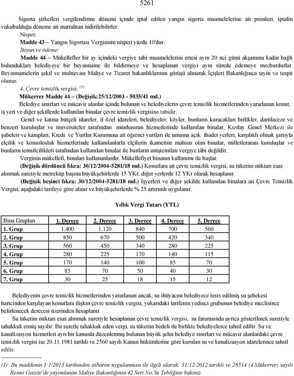 Beyan ve ödeme: Madde 44 Mükellefler bir ay içindeki vergiye tabi muamelelerini ertesi ayın 20 nci günü akşamına kadar bağlı bulundukları belediyeye bir beyanname ile bildirmeye ve hesaplanan vergiyi