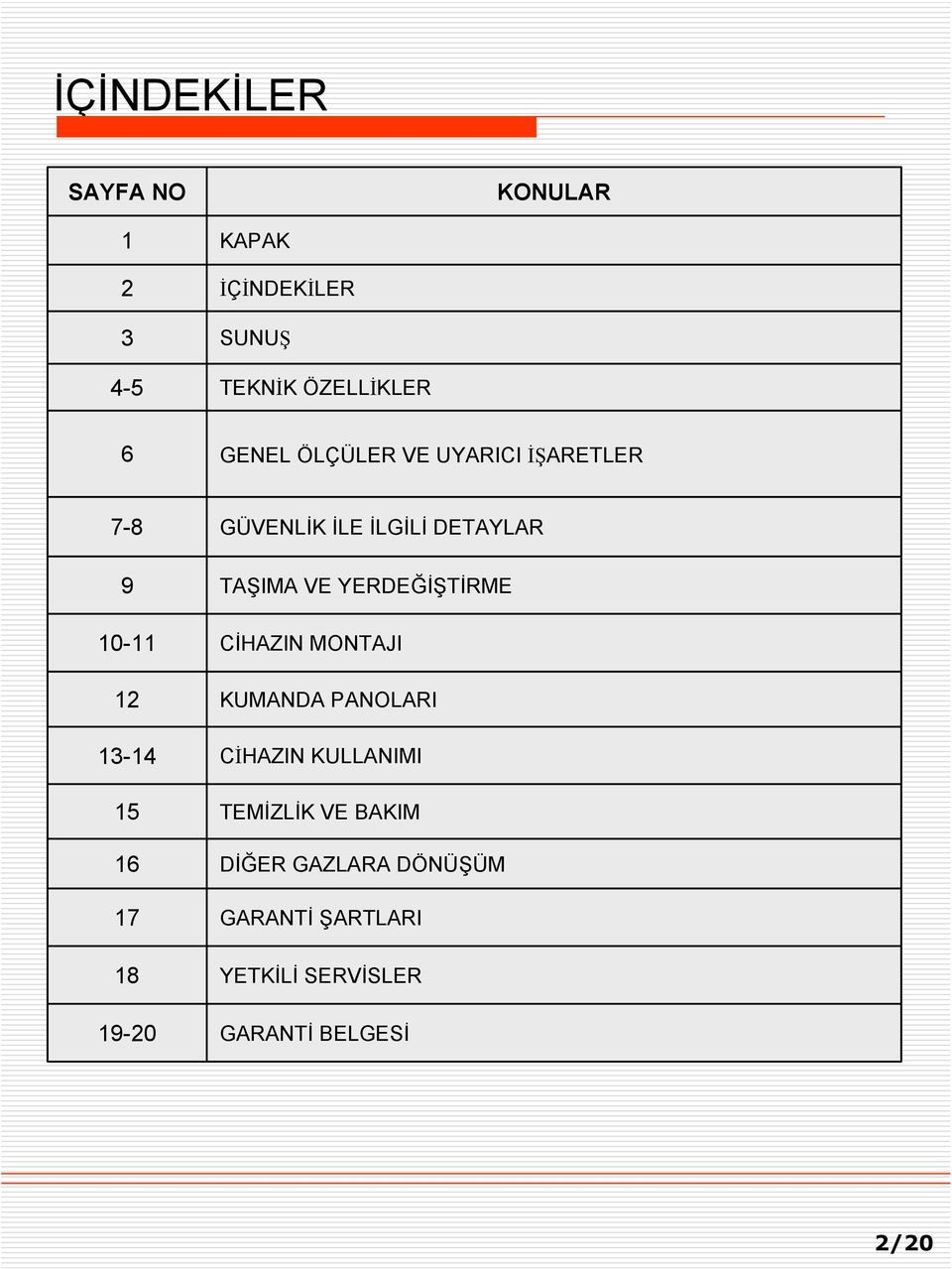 DETAYLAR TAŞIMA VE YERDEĞİŞTİRME CİHAZIN MONTAJI KUMANDA PANOLARI CİHAZIN KULLANIMI