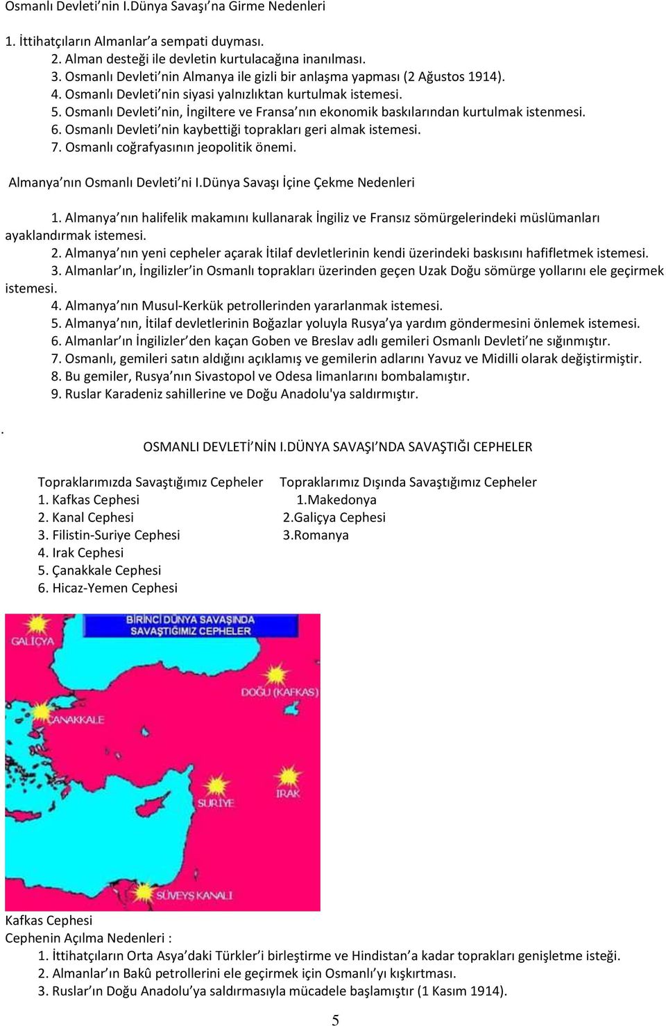 Osmanlı Devleti nin, İngiltere ve Fransa nın ekonomik baskılarından kurtulmak istenmesi. 6. Osmanlı Devleti nin kaybettiği toprakları geri almak istemesi. 7. Osmanlı coğrafyasının jeopolitik önemi.