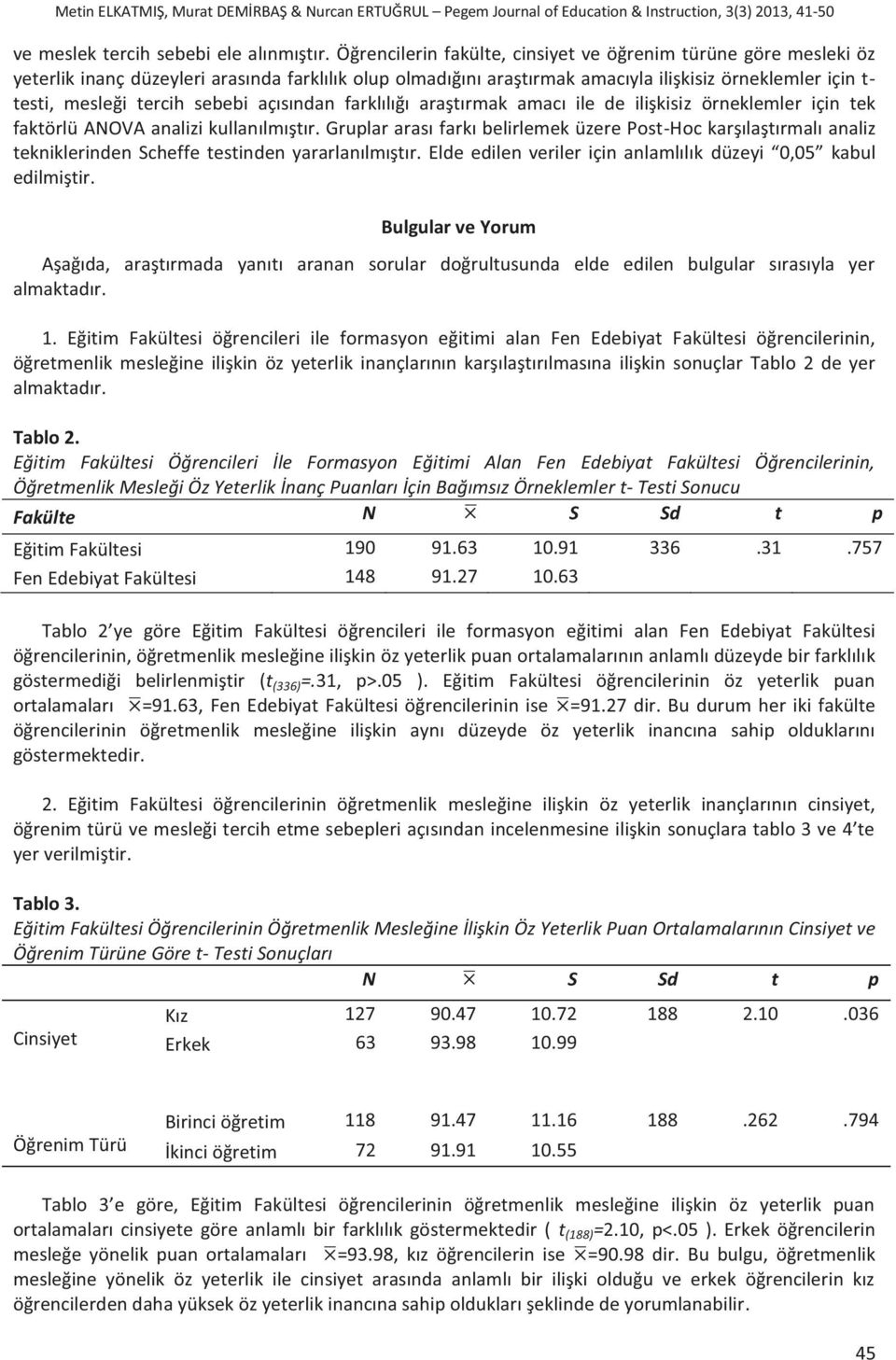 sebebi açısından farklılığı araştırmak amacı ile de ilişkisiz örneklemler için tek faktörlü ANOVA analizi kullanılmıştır.