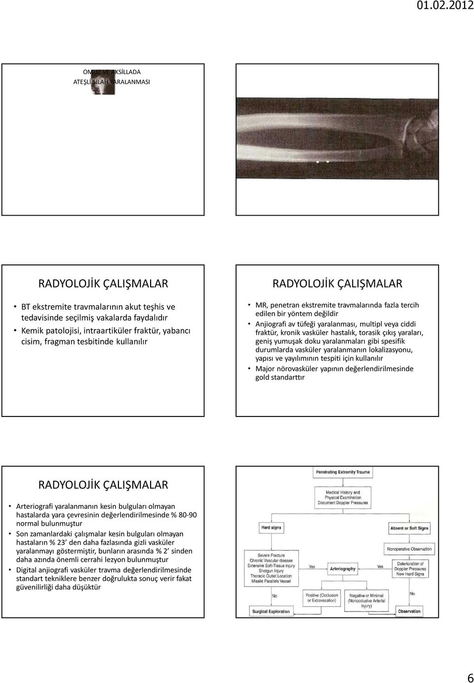 kronik vasküler hastalık, torasik çıkış yaraları, geniş yumuşak doku yaralanmaları gibi spesifik durumlarda vasküler yaralanmanın lokalizasyonu, yapısı ve yayılımının tespiti için kullanılır Major