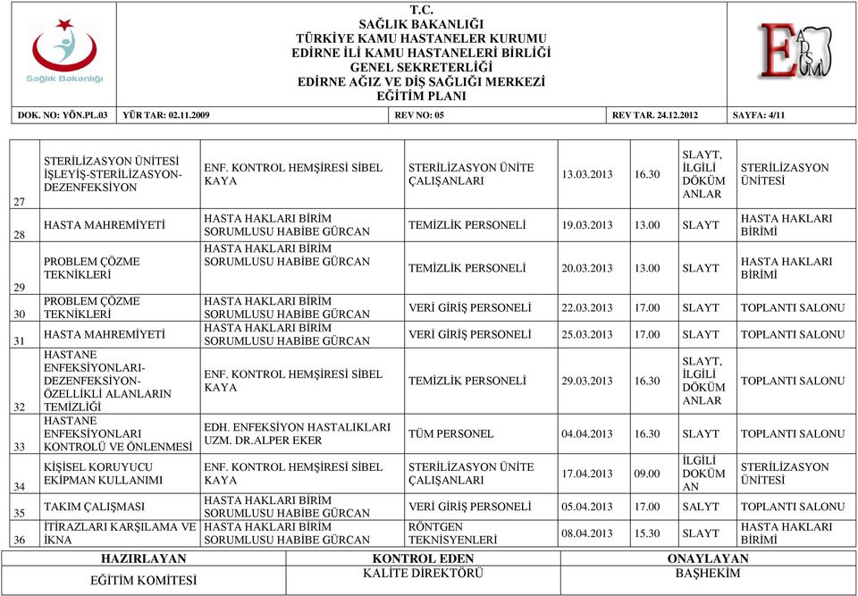 ENFEKSİYONLARI- DEZENFEKSİYON- ÖZELLİKLİ ALANLARIN ENFEKSİYONLARI KONTROLÜ VE ÖNLENMESİ KİŞİSEL KORUYUCU EKİPN KULLANIMI TAKIM ÇALIŞSI İTİRAZLARI KARŞILA VE İKNA EDH. ENFEKSİYON HASTALIKLARI UZM. DR.