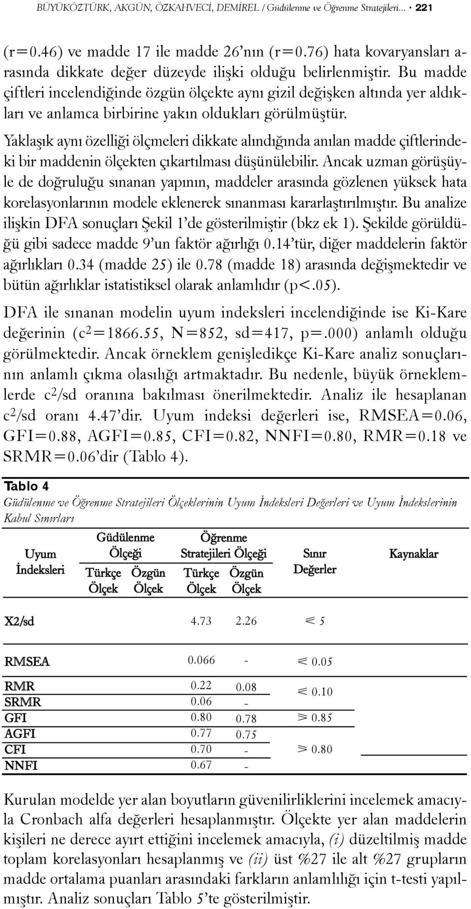 Bu madde çiftleri incelendiðinde özgün ölçekte ayný gizil deðiþken altýnda yer aldýklarý ve anlamca birbirine yakýn olduklarý görülmüþtür.