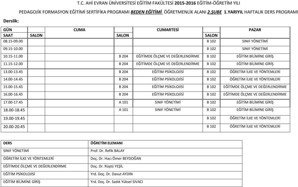 00-15.45 B 204 B 102 16.00-16.45 B 204 B 102 17.00-17.45 A 101 B 102 18.00-18.45 A 101 B 102 19.00-19.45 B 102 20.00-20.