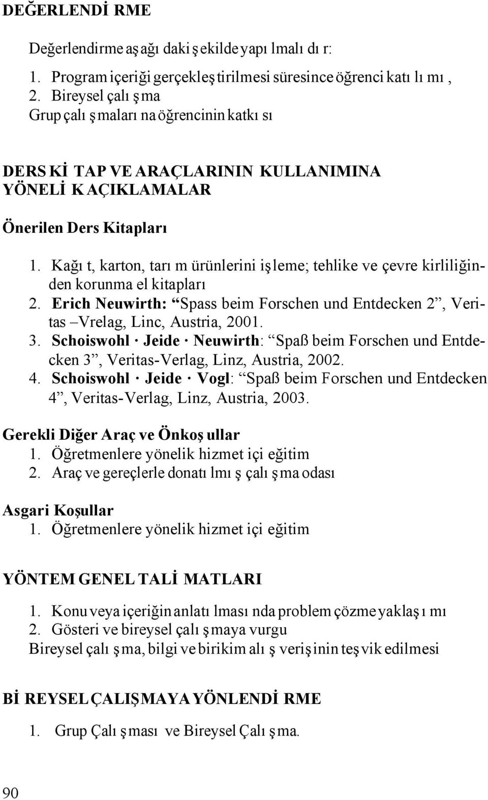 Kağıt, karton, tarım ürünlerini işleme; tehlike ve çevre kirliliğinden korunma el kitapları 2. Erich Neuwirth: Spass beim Forschen und Entdecken 2, Veritas Vrelag, Linc, Austria, 2001. 3.