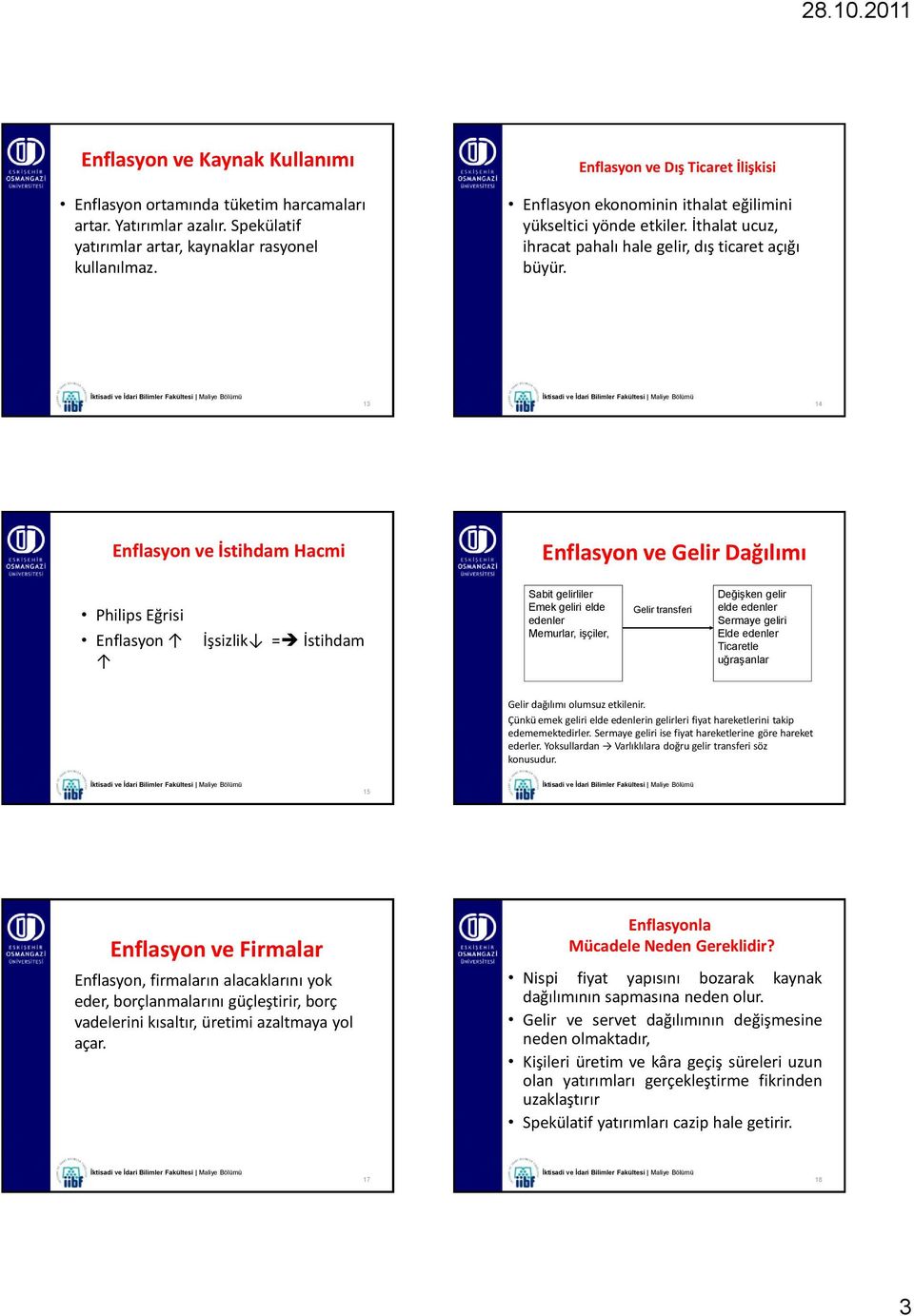 13 14 Enflasyon ve İstihdam Hacmi Enflasyon ve Gelir Dağılımı Philips Eğrisi Enflasyon İşsizlik = İstihdam Sabit gelirliler Emek geliri elde edenler Memurlar, işçiler, Gelir transferi Değişken gelir