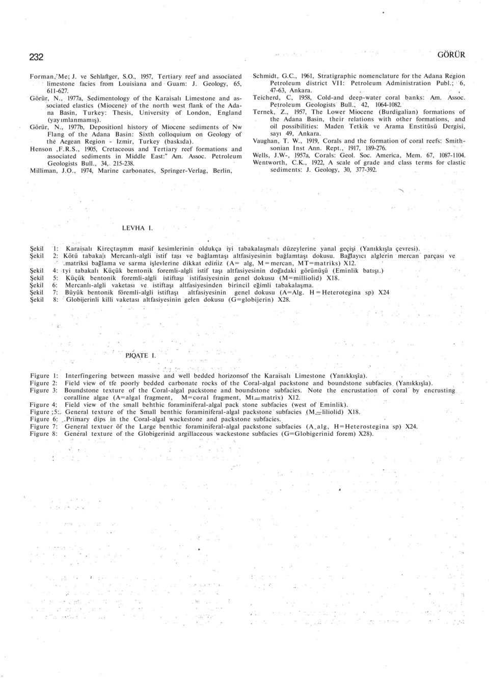 Görür, N., 1977b, Depositionl history of Miocene sediments of Nw Flang of the Adana Basin: Sixth colloquium on Geology of the Aegean Region - Izmir, Turkey (baskıda). Henson,F.R.S., 1905, Cretaceous and Tertiary reef formations and associated sediments in Middle East:" Am.