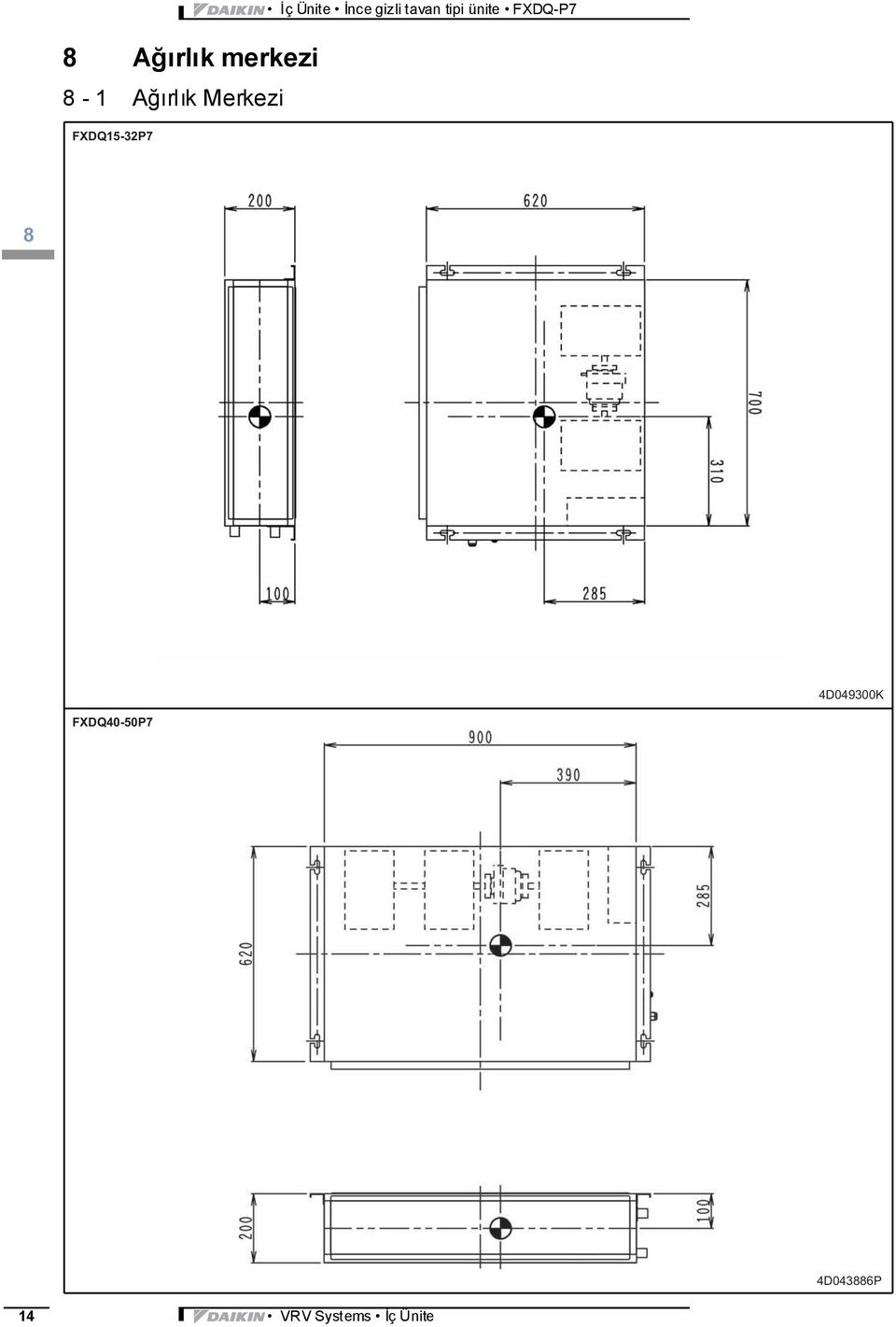 tavan tipi ünite FXDQ-P7 8