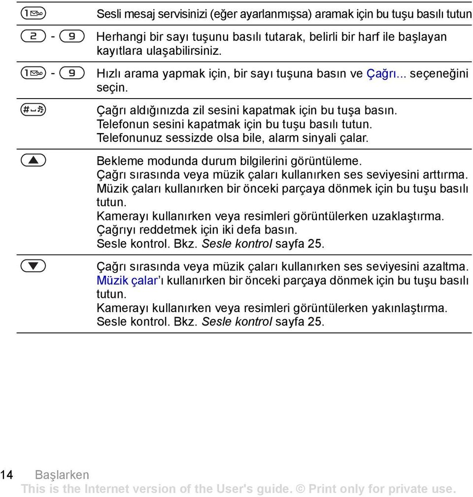 Telefonunuz sessizde olsa bile, alarm sinyali çalar. Bekleme modunda durum bilgilerini görüntüleme. Çağrı sırasında veya müzik çaları kullanırken ses seviyesini arttırma.