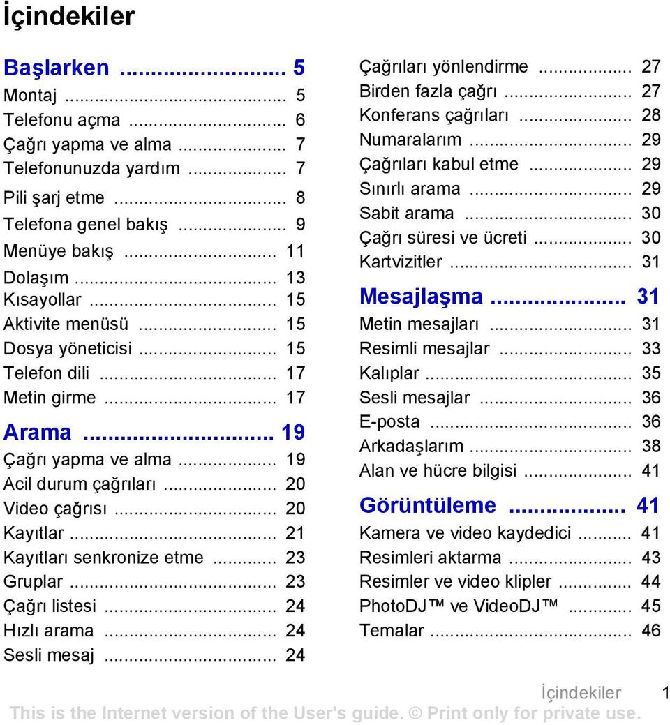 .. 21 Kayıtları senkronize etme... 23 Gruplar... 23 Çağrı listesi... 24 Hızlı arama... 24 Sesli mesaj... 24 Çağrıları yönlendirme... 27 Birden fazla çağrı... 27 Konferans çağrıları... 28 Numaralarım.