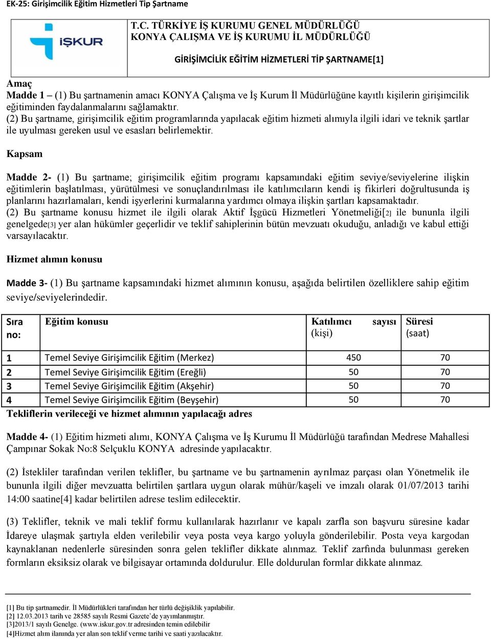 kayıtlı kişilerin girişimcilik eğitiminden faydalanmalarını sağlamaktır.