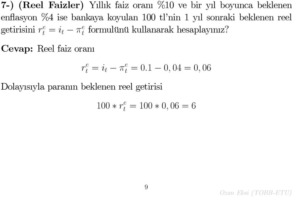 e t formulünü kullanarak hesaplay n z?