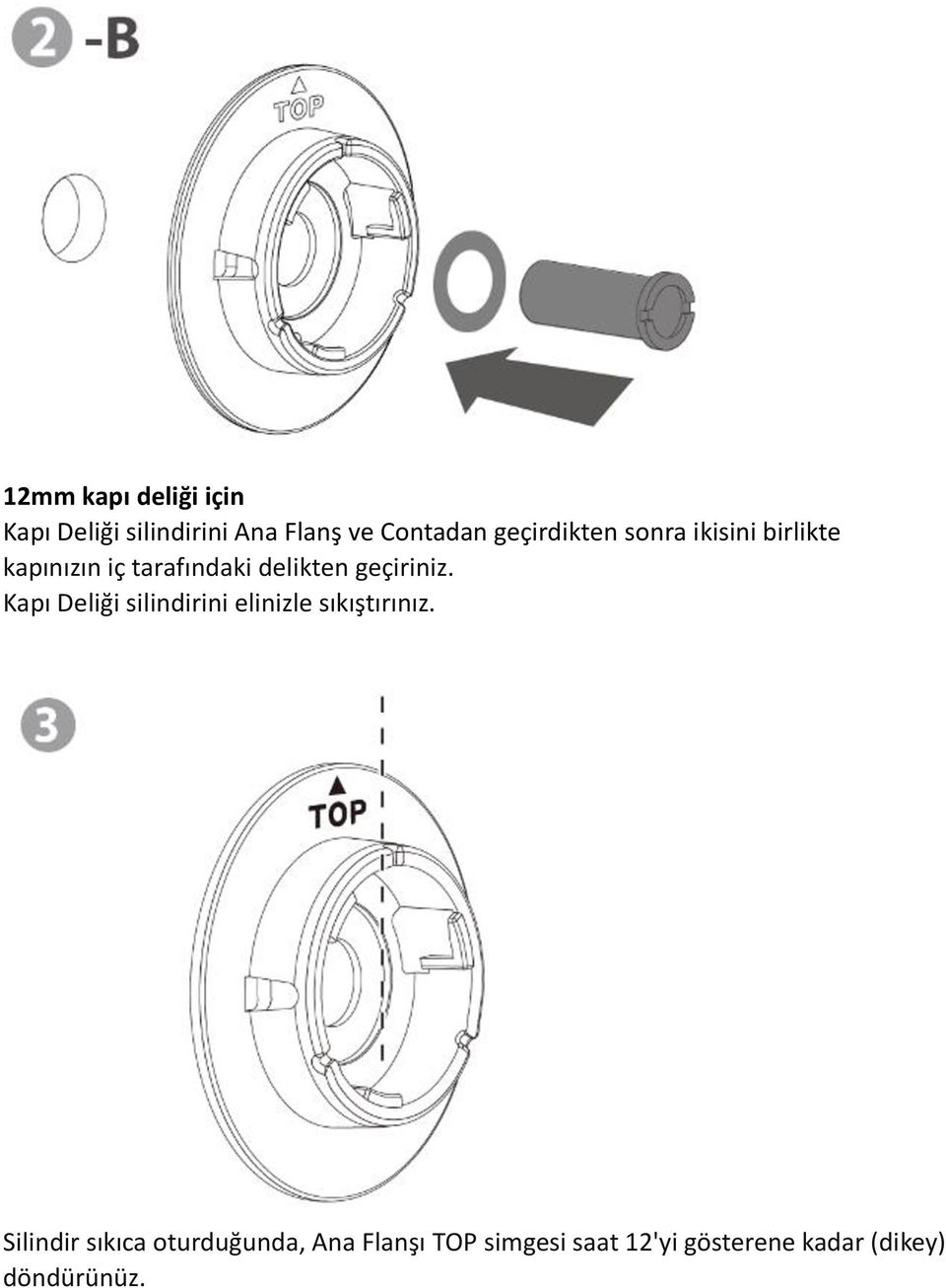 geçiriniz. Kapı Deliği silindirini elinizle sıkıştırınız.