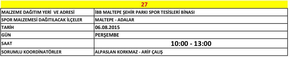 MALZEMESİ DAĞITILACAK İLÇELER MALTEPE -