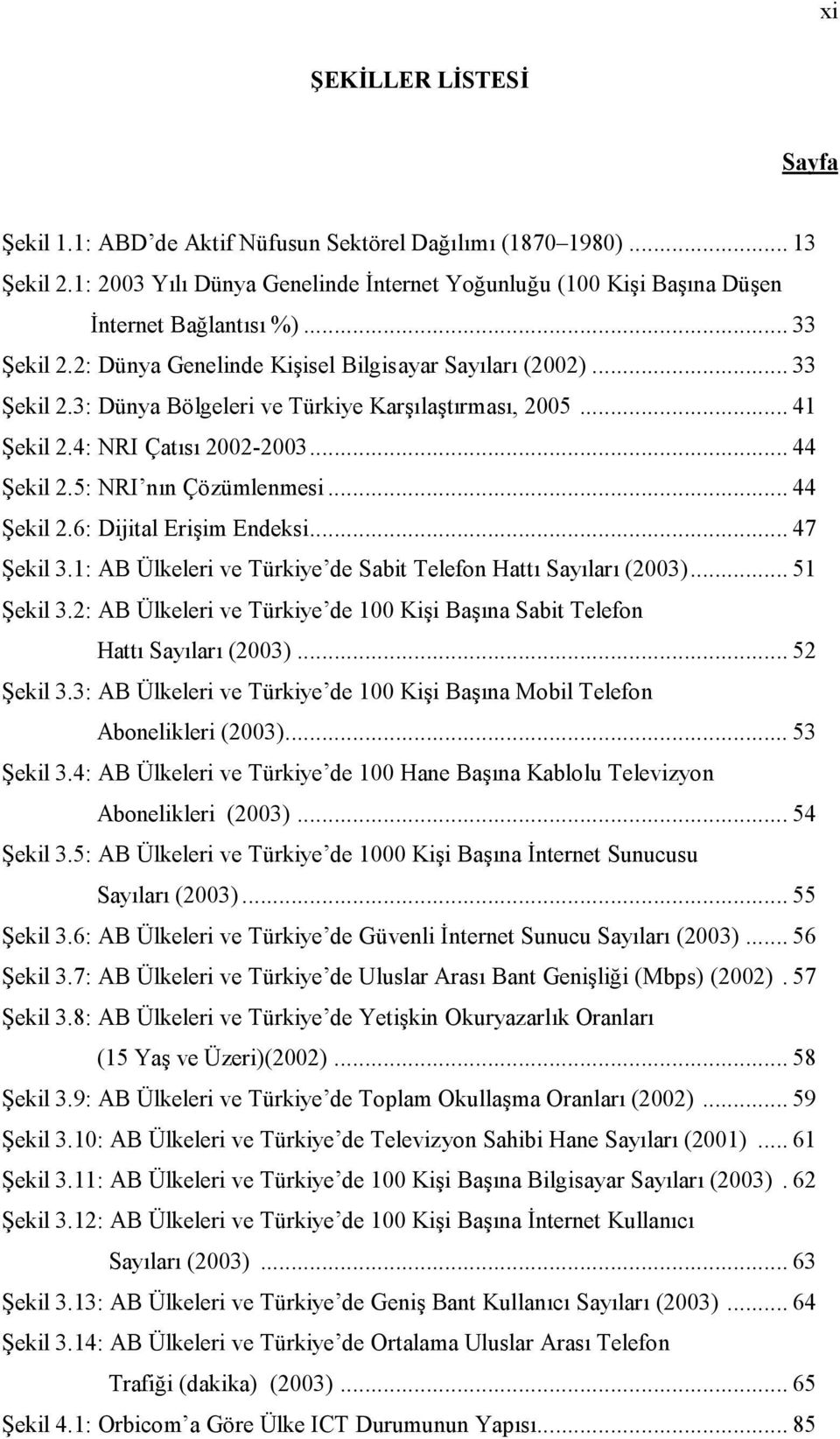 .. 47 ;ekil 3.1: AB Ülkeleri ve Türkiye de Sabit Telefon Hatt Saylar (2003)... 51 ;ekil 3.2: AB Ülkeleri ve Türkiye de 100 Kii Bana Sabit Telefon Hatt Saylar (2003)... 52 ;ekil 3.