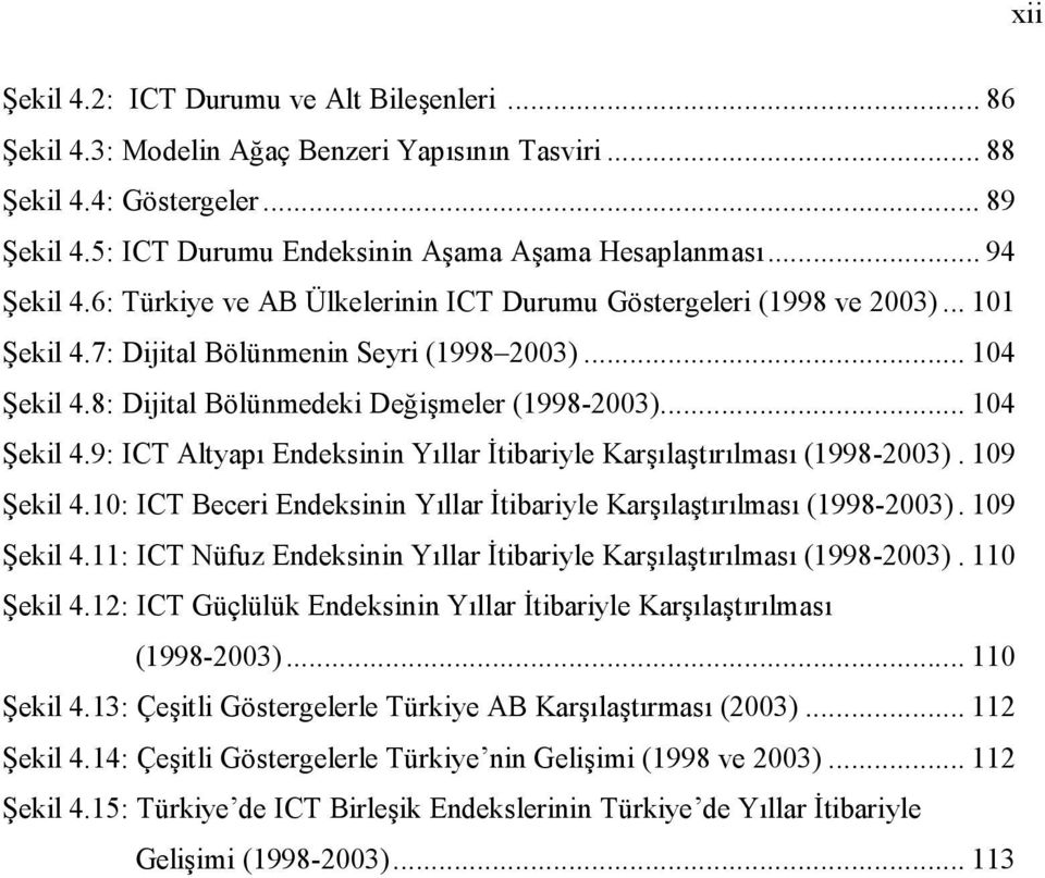 8: Dijital Bölünmedeki Deimeler (1998-2003)... 104 ;ekil 4.9: ICT Altyap Endeksinin Yllar tibariyle Karlatrlmas (1998-2003). 109 ;ekil 4.