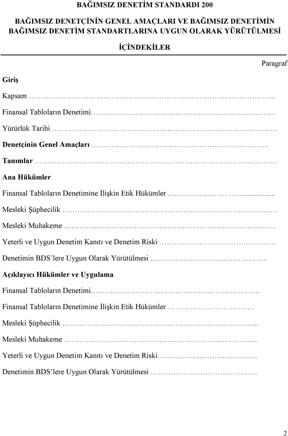 . Mesleki Muhakeme. Yeterli ve Uygun Denetim Kanıtı ve Denetim Riski.. Denetimin BDS lere Uygun Olarak Yürütülmesi.. Açıklayıcı Hükümler ve Uygulama Finansal Tabloların Denetimi.