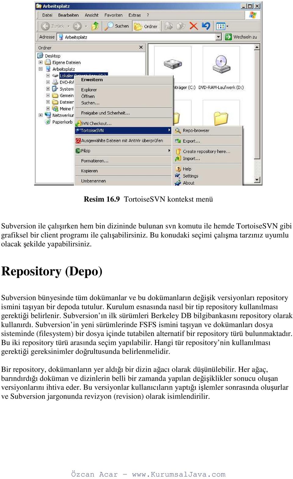 Repository (Depo) Subversion bünyesinde tüm dokümanlar ve bu dokümanların değişik versiyonları repository ismini taşıyan bir depoda tutulur.