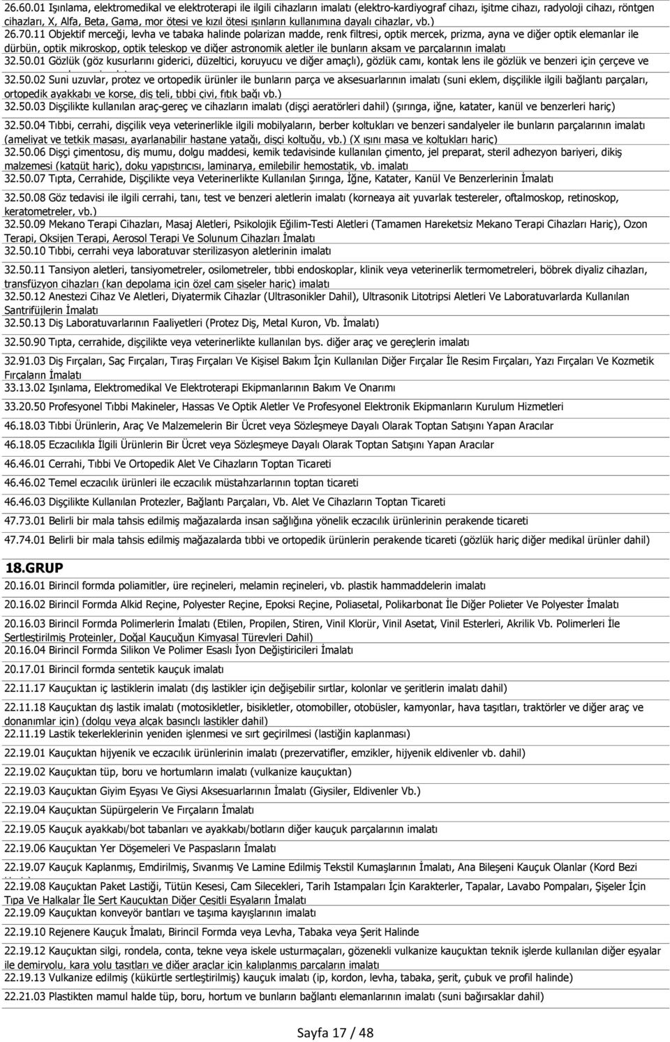 ötesi ışınların kullanımına dayalı cihazlar, vb.) 26.70.