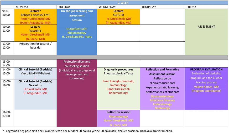 Inanç ASSESSMENT 13.00-14.00 14.00-15.00 15.00-16.00 16.00-17.00 Clinical Tutorial (Bedside) Vasculitis/FMF/Behçet Clinical Tutorial (Bedside) Vasculitis H.Direskeneli, MD P.