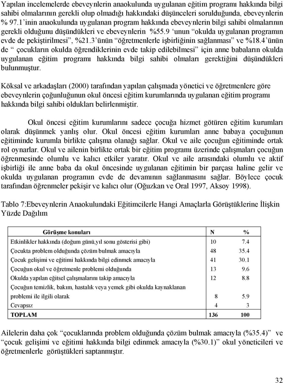 3 ünün öğretmenlerle işbirliğinin sağlanması ve %18.