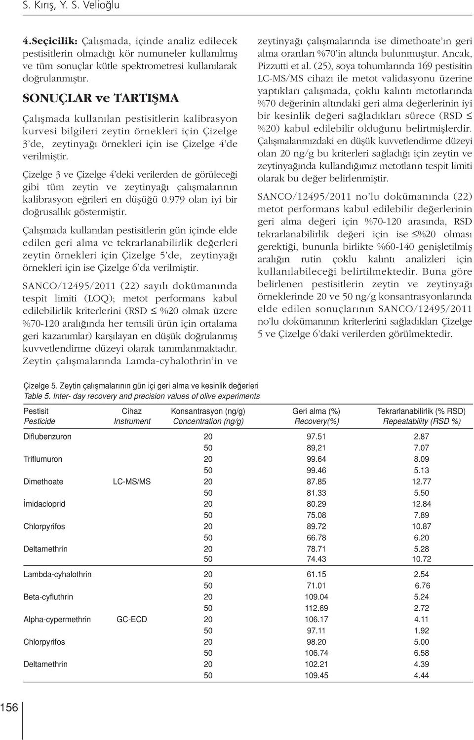 Çizelge 3 ve Çizelge 4 deki verilerden de görülece i gibi tüm zeytin ve zeytinya çal flmalar n n kalibrasyon e rileri en düflü ü 0.979 olan iyi bir do rusall k göstermifltir.