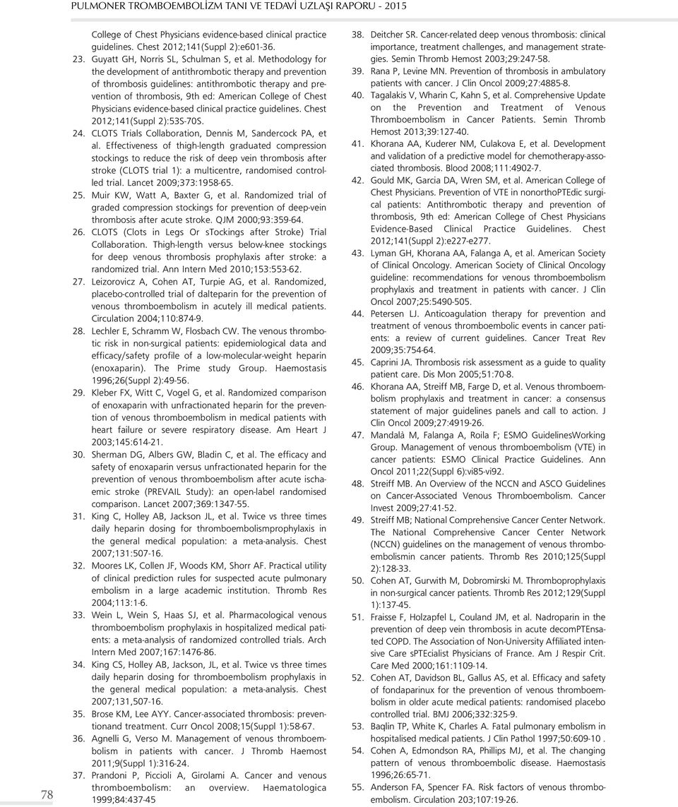 evidence-based clinical practice guidelines. Chest 2012;141(Suppl 2):53S-70S. 24. CLOTS Trials Collaboration, Dennis M, Sandercock PA, et al.