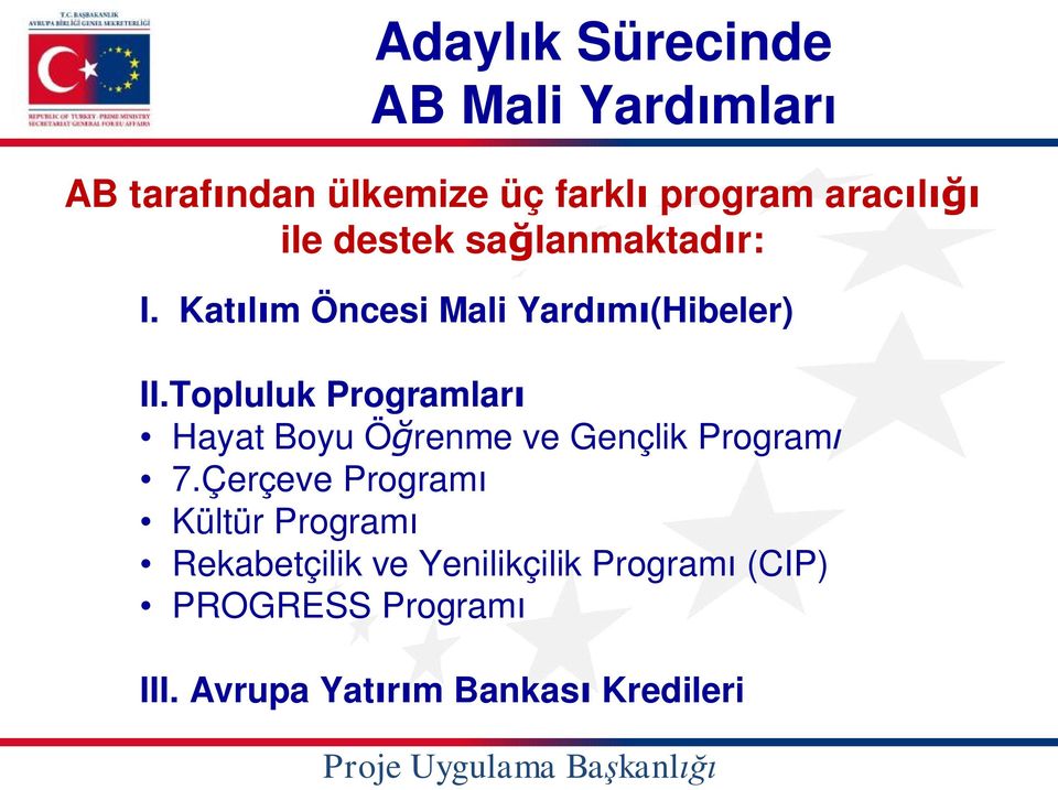 Topluluk Programları Hayat Boyu Öğrenme ve Gençlik Programı 7.