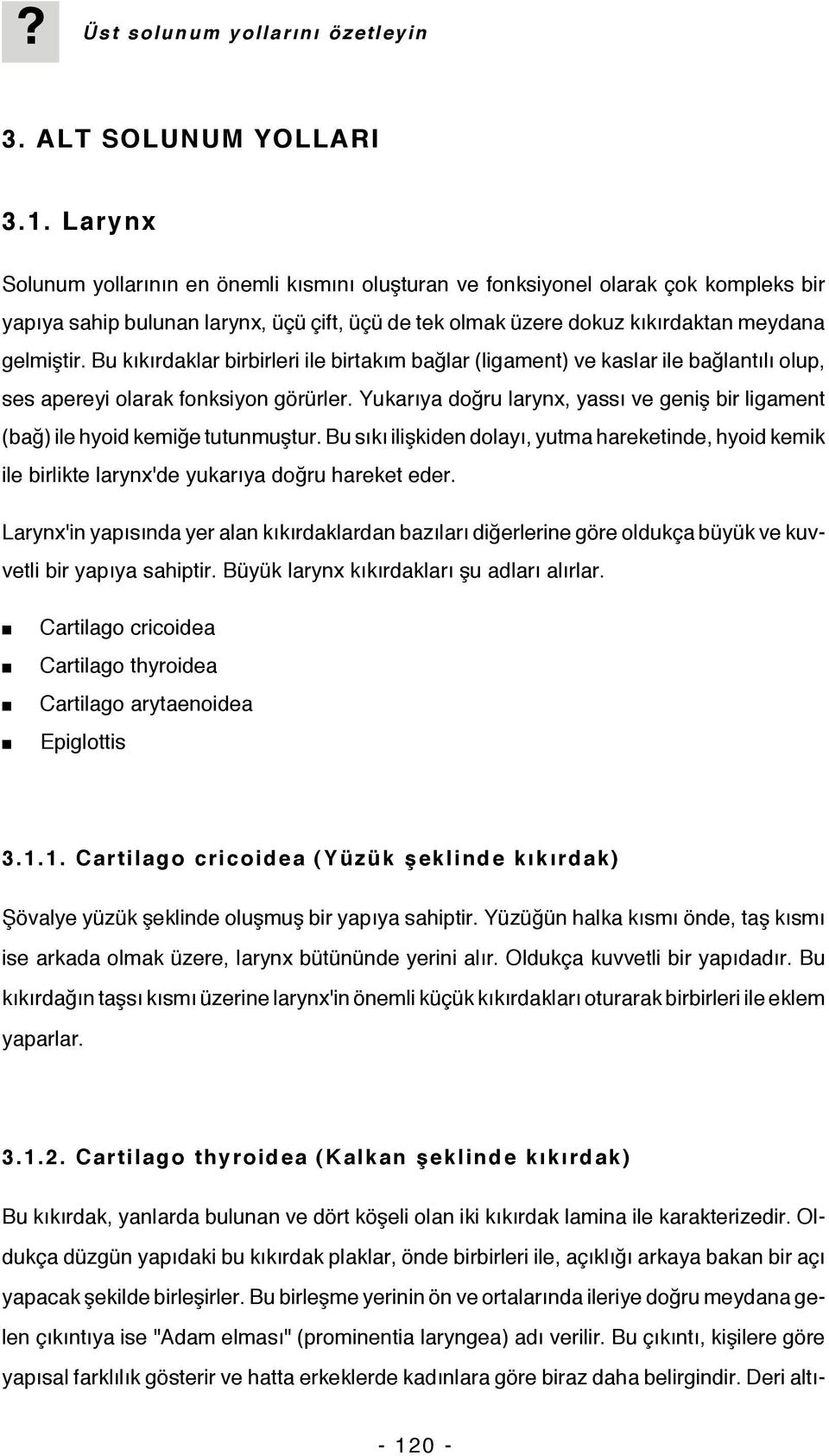 Bu kıkırdaklar birbirleri ile birtakım bağlar (ligament) ve kaslar ile bağlantılı olup, ses apereyi olarak fonksiyon görürler.