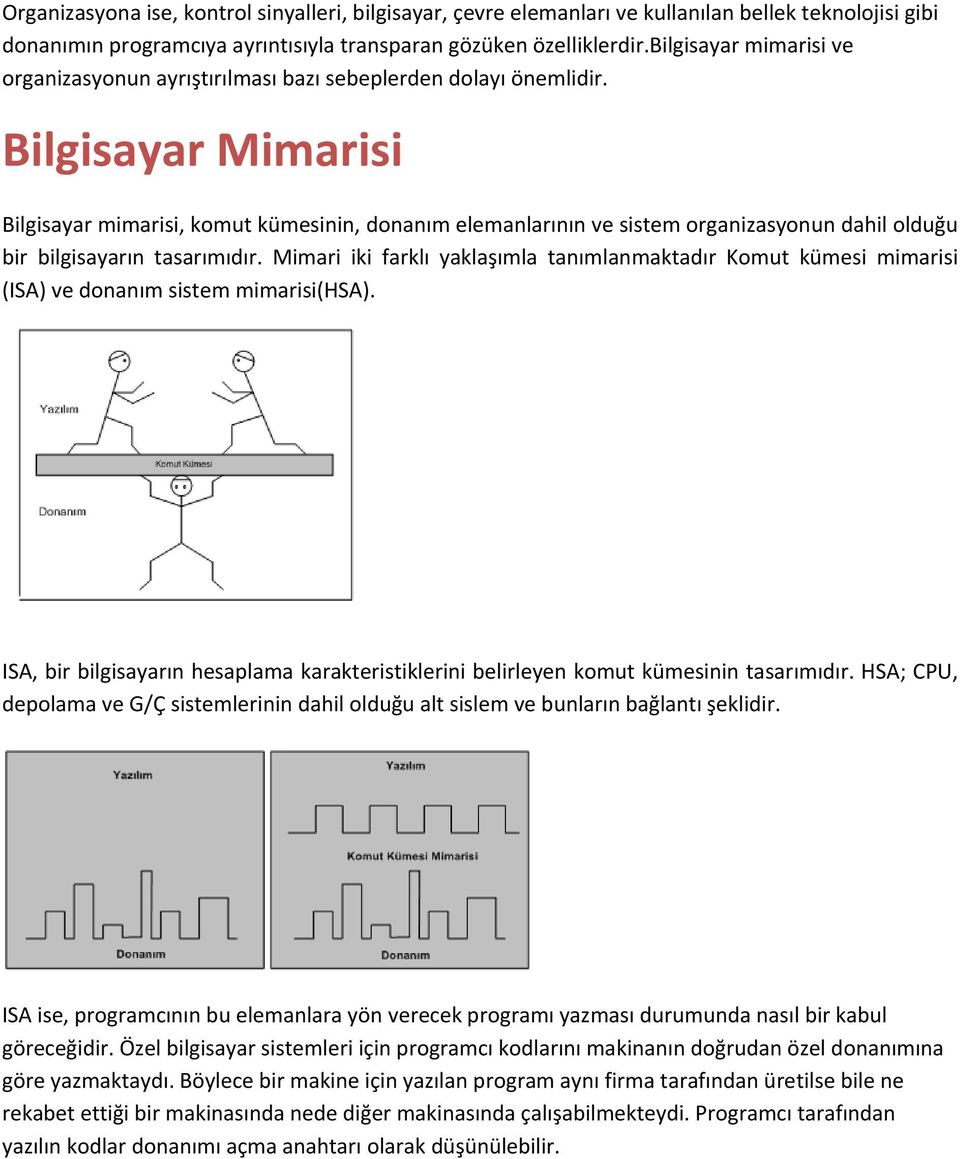 Bilgisayar Mimarisi Bilgisayar mimarisi, komut kümesinin, donanım elemanlarının ve sistem organizasyonun dahil olduğu bir bilgisayarın tasarımıdır.