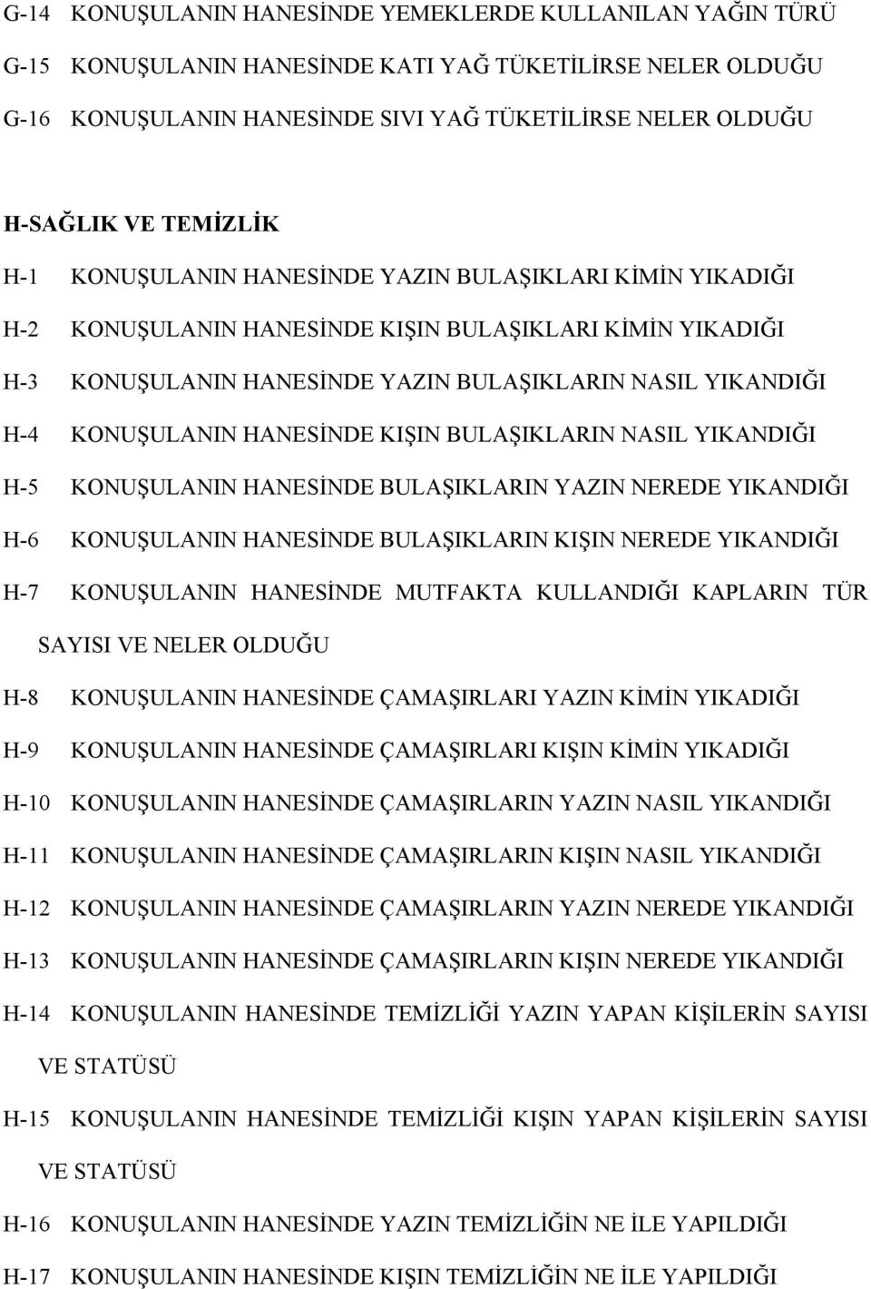 KONUŞULANIN HANESİNDE KIŞIN BULAŞIKLARIN NASIL YIKANDIĞI H-5 KONUŞULANIN HANESİNDE BULAŞIKLARIN YAZIN NEREDE YIKANDIĞI H-6 KONUŞULANIN HANESİNDE BULAŞIKLARIN KIŞIN NEREDE YIKANDIĞI H-7 KONUŞULANIN