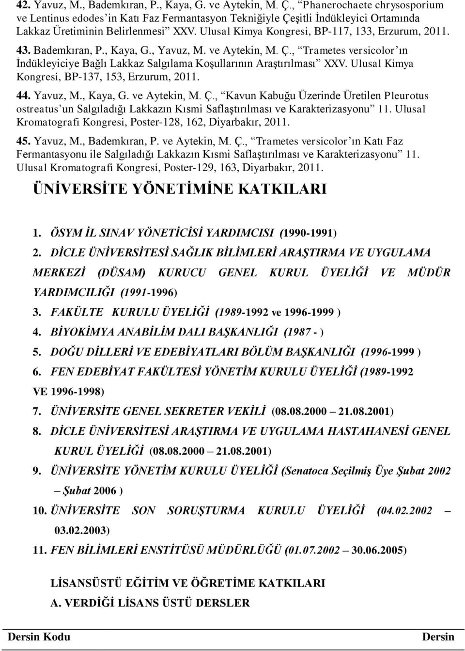 Ulusal Kimya Kongresi, BP-117, 133, Erzurum, 2011. 43. Bademkıran, P., Kaya, G., Yavuz, M. ve Aytekin, M. Ç.