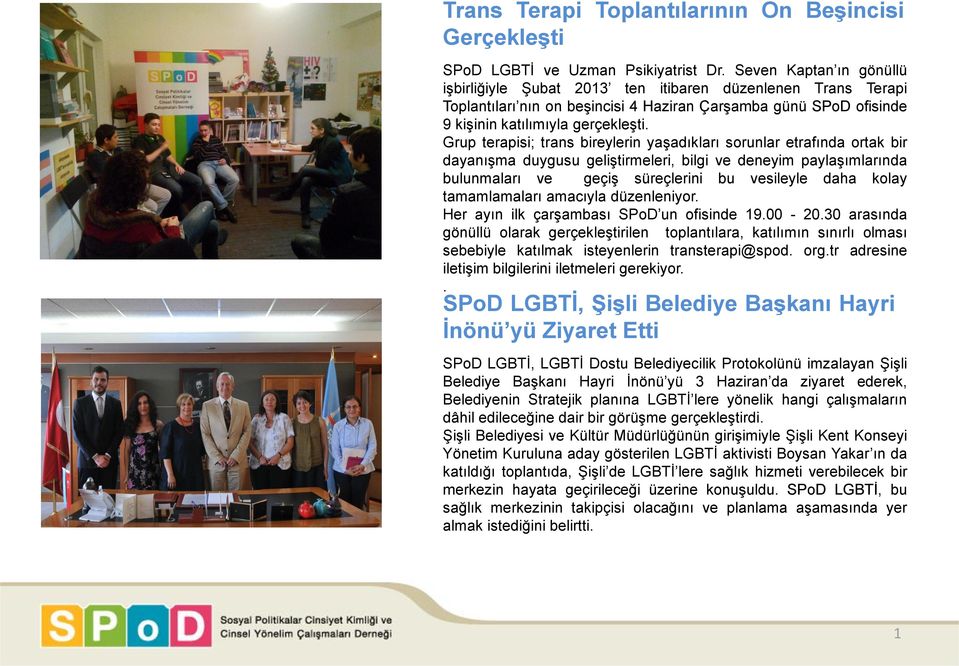 Grup terapisi; trans bireylerin yaşadıkları sorunlar etrafında ortak bir dayanışma duygusu geliştirmeleri, bilgi ve deneyim paylaşımlarında bulunmaları ve geçiş süreçlerini bu vesileyle daha kolay